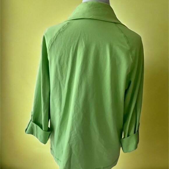 Ruby Rd vneck drawstring green cuffed quarter sleeve pullover top NEW Small - Picture 5 of 9